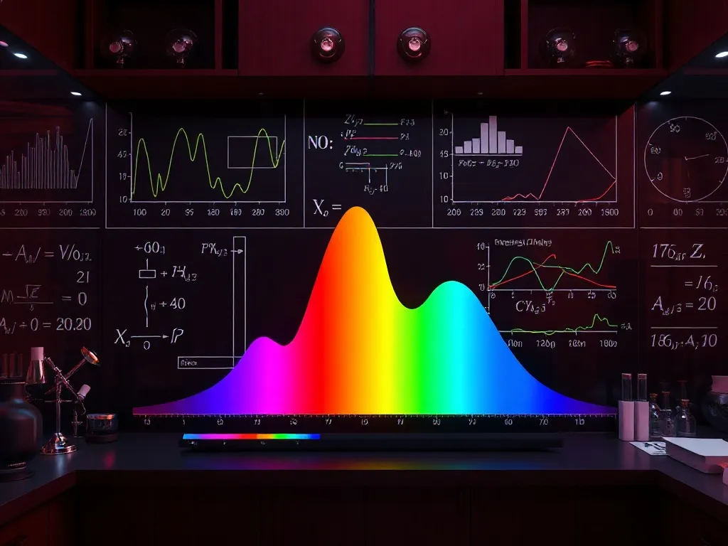 Technical visualization of color spectrum and mathematical f