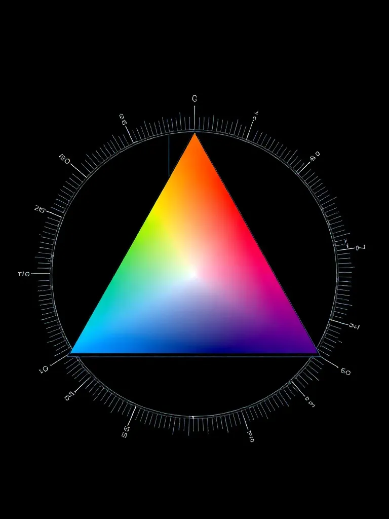 Professional technical diagram of a color gamut triangle on