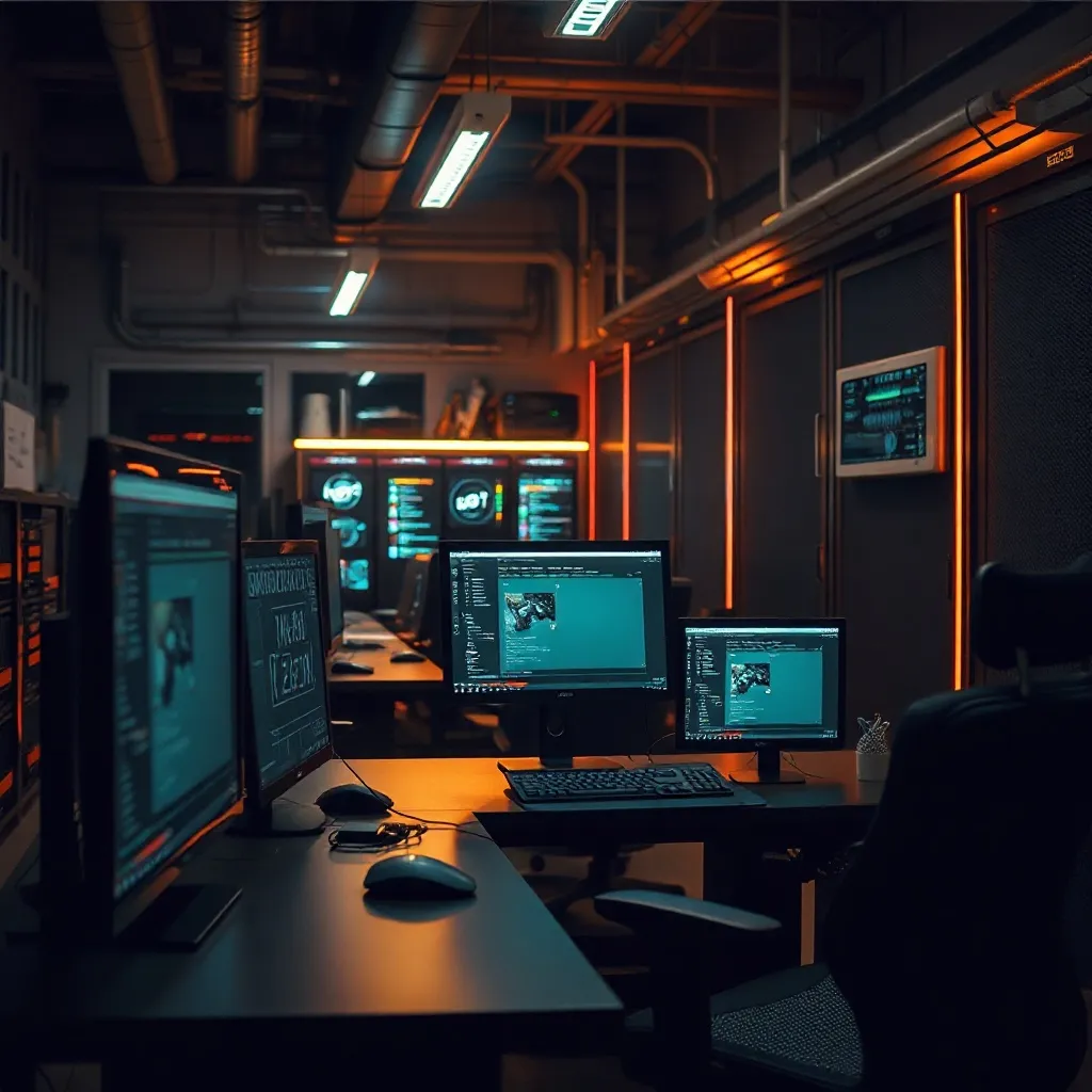 A technical workspace with professional computer workstation