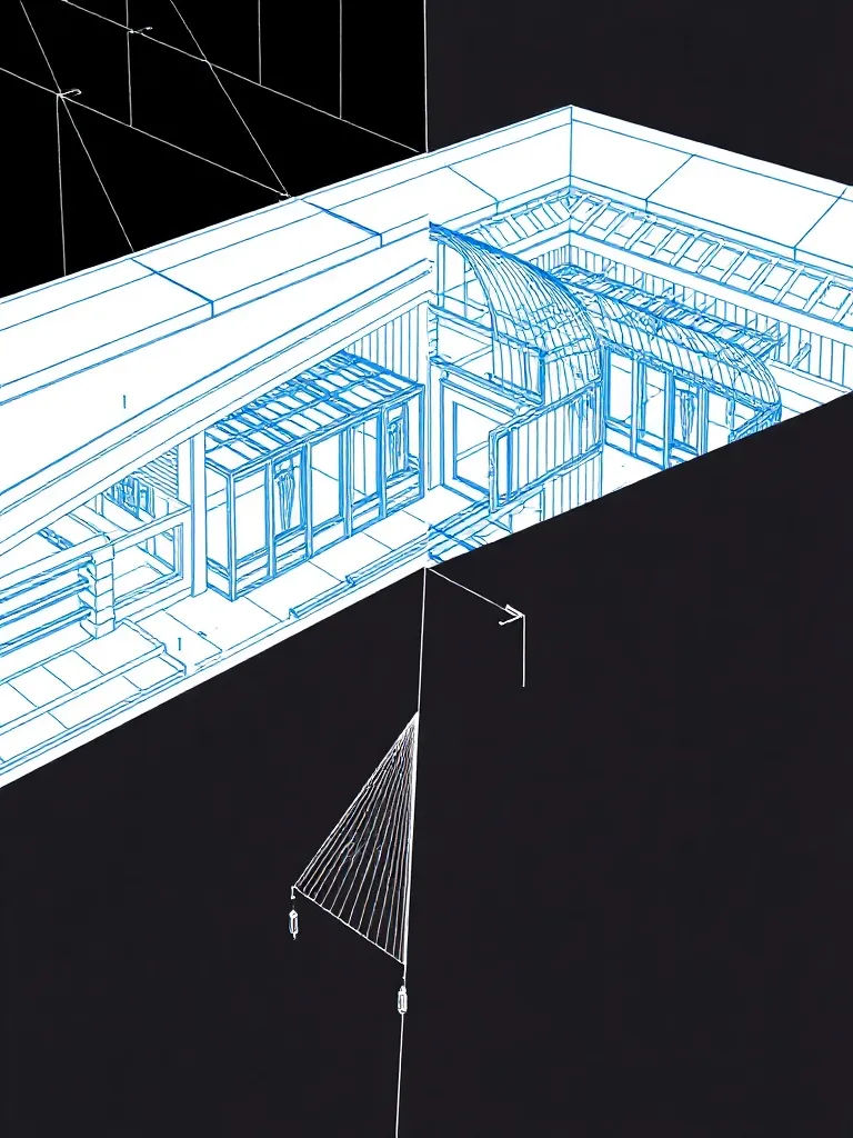Technical comparison of a low-res architectural blueprint an